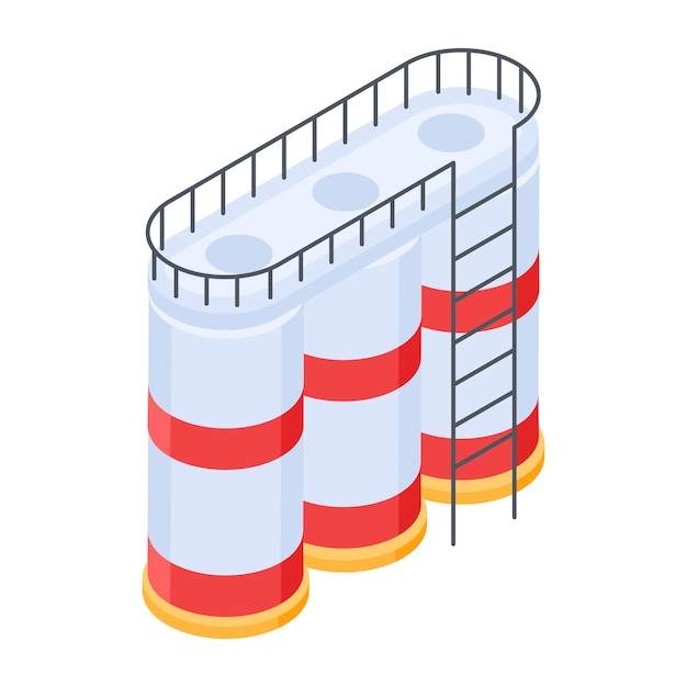 Isometric icon of factory pollution