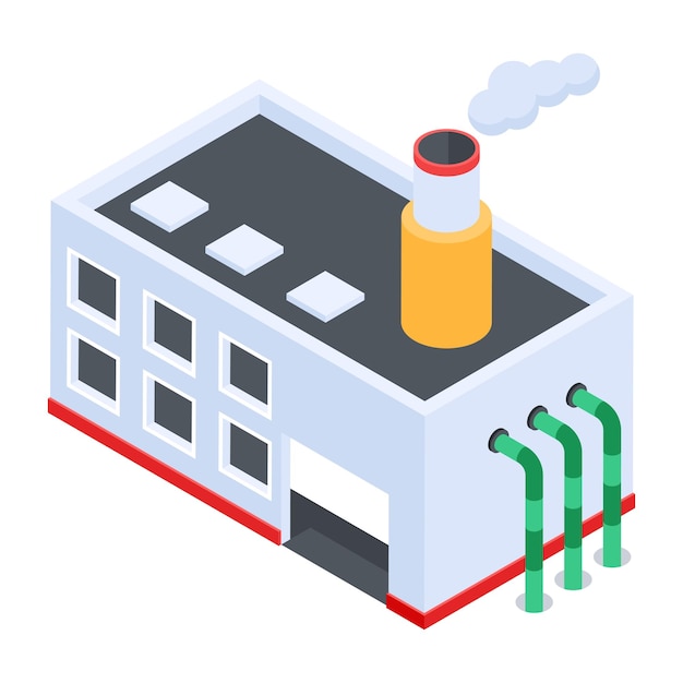 Isometric icon of factory pollution