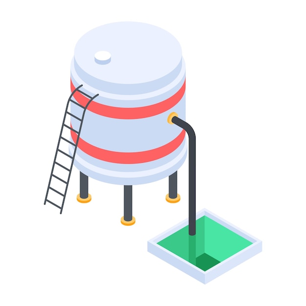 Isometric icon of factory pollution