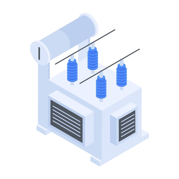 Вектор Изометрическая икона трансформатора напряжения