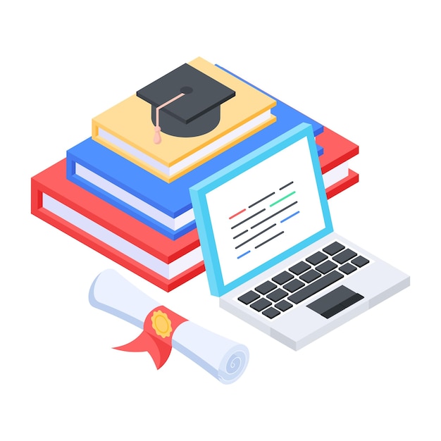 Vector an isometric icon of online education