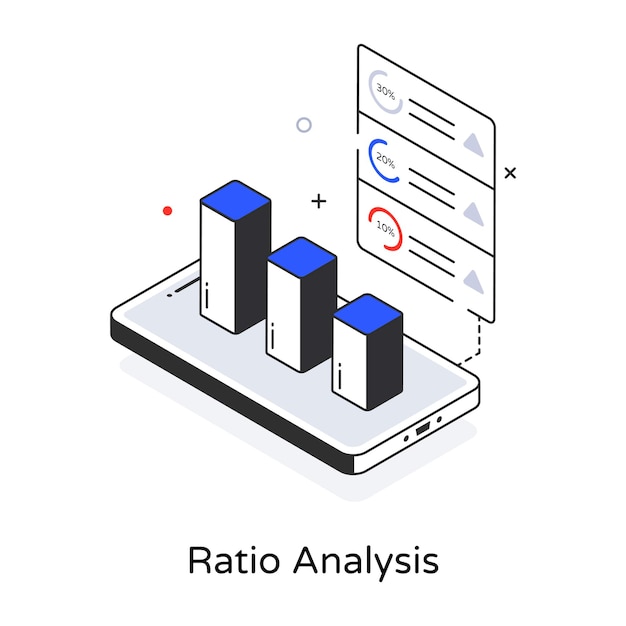 An isometric icon of ratio analysis