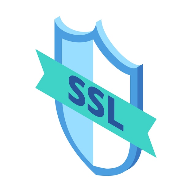 Icona isometrica che rappresenta ssl shield per siti web