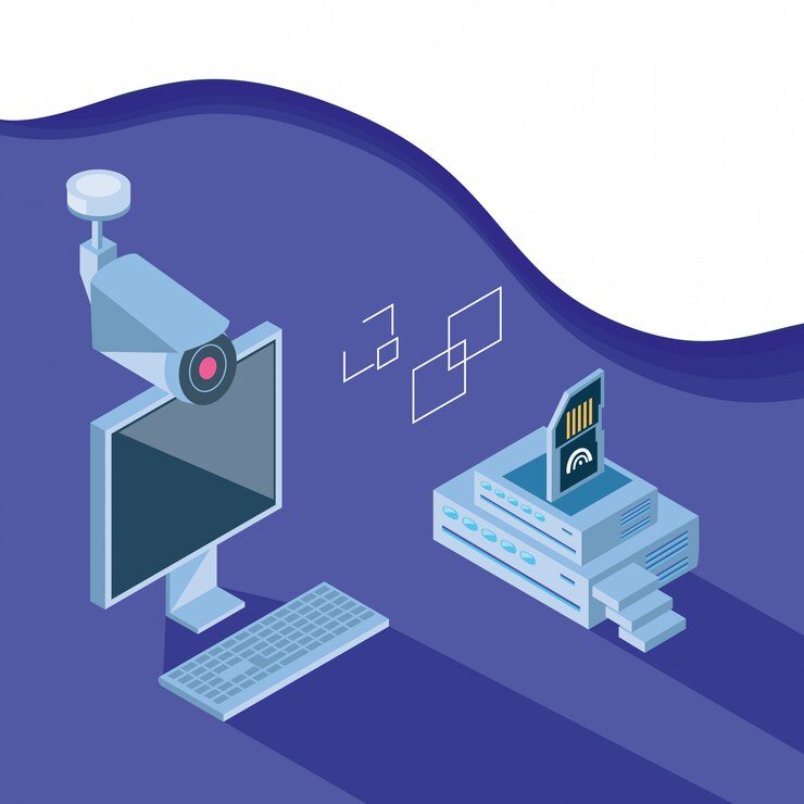 Vector isometric icon set technology