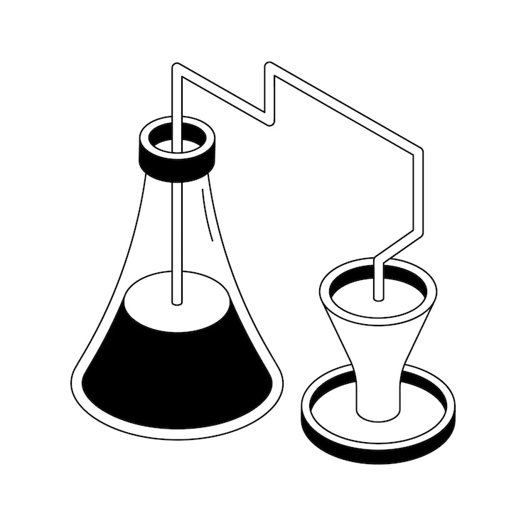 वेक्टर an isometric icon showing distillation beaker with funnel