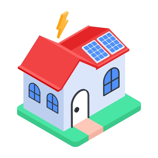 Vector isometric icon of solar home