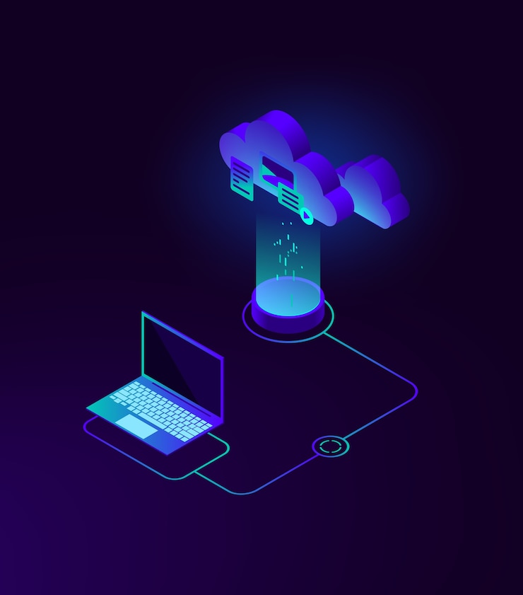 Vector isometric illustration of cloud data storage