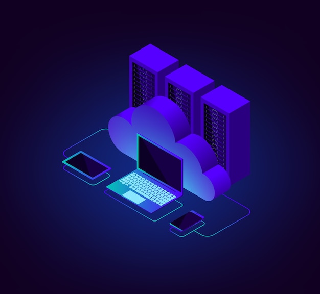 Vector isometric illustration of cloud storage