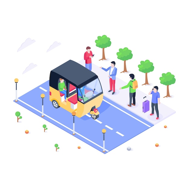 Vector an isometric illustration of highway traffic editable vector