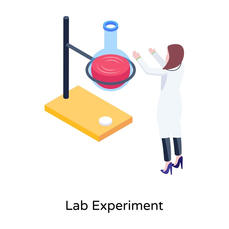 Vector isometric illustration of lab experiment in modern editable design
