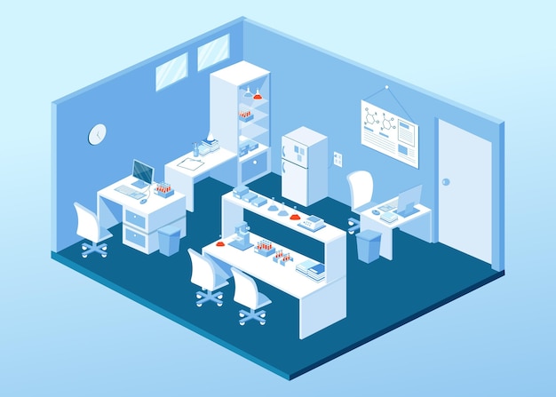 Isometric illustration laboratory room