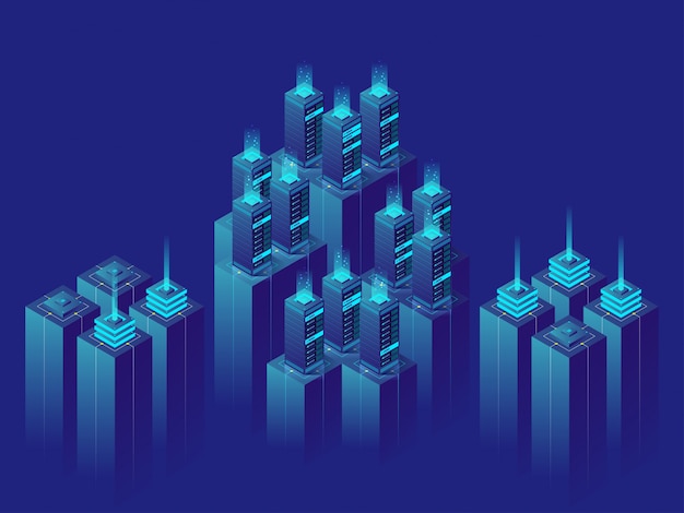isometric illustration  server room data center