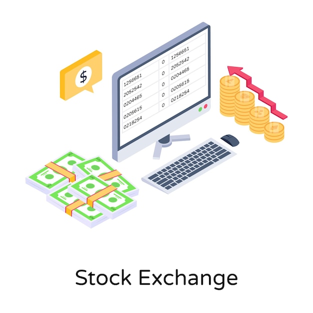 Isometric illustration of stock exchange premium download