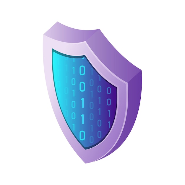 Isometric illustration web technology symbol digital defence shield