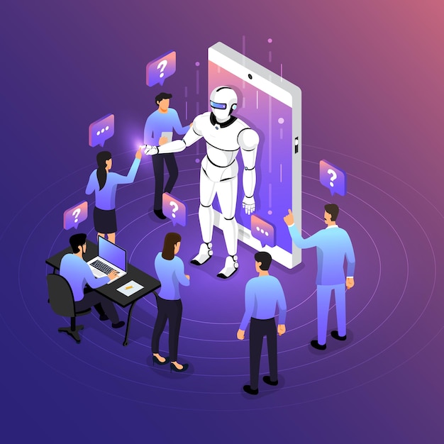 isometric illustrations design concept mobile technology solution on top