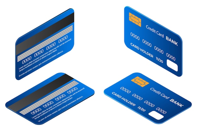 Isometric image of credit cards in different projectionsyou can use it for posters