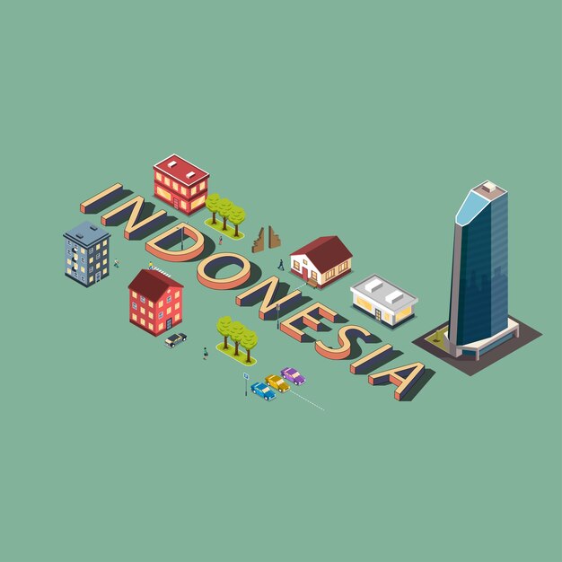 Vector isometric indonesia