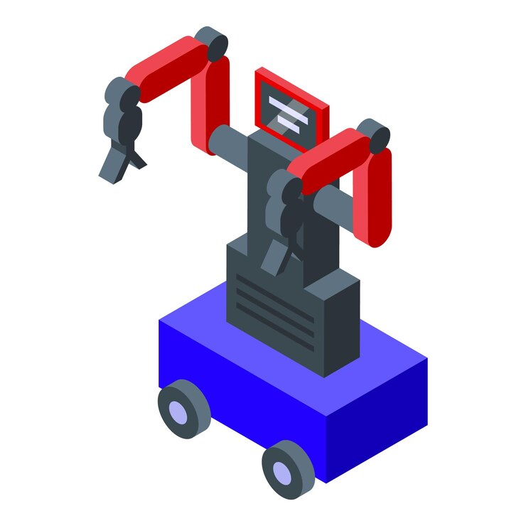 Vector isometric industrial robot on white background