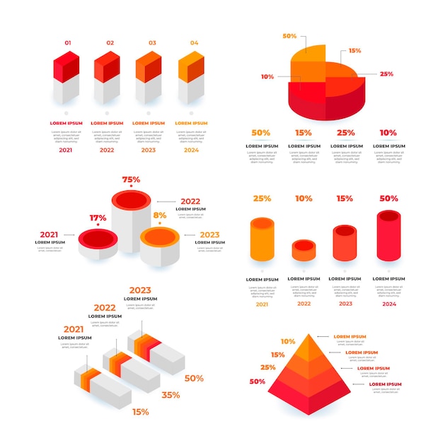 아이소 메트릭 Infographic 요소 컬렉션