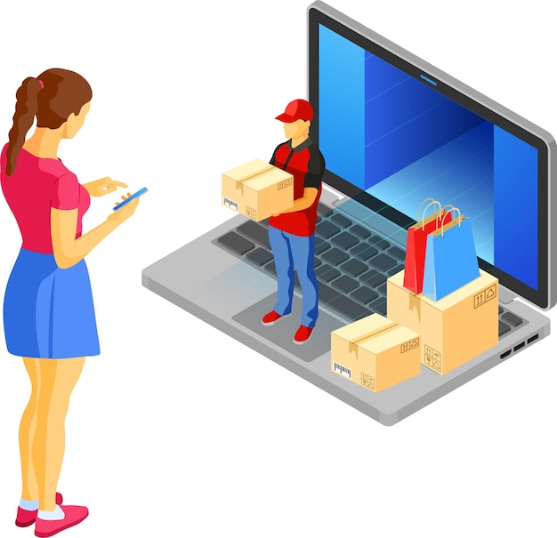 Isometric Internet Shopping Delivery and Logistics