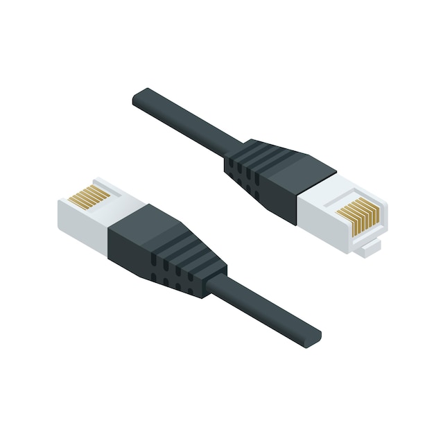 isometric lan cable network internet icon vector. flat illustration data cable