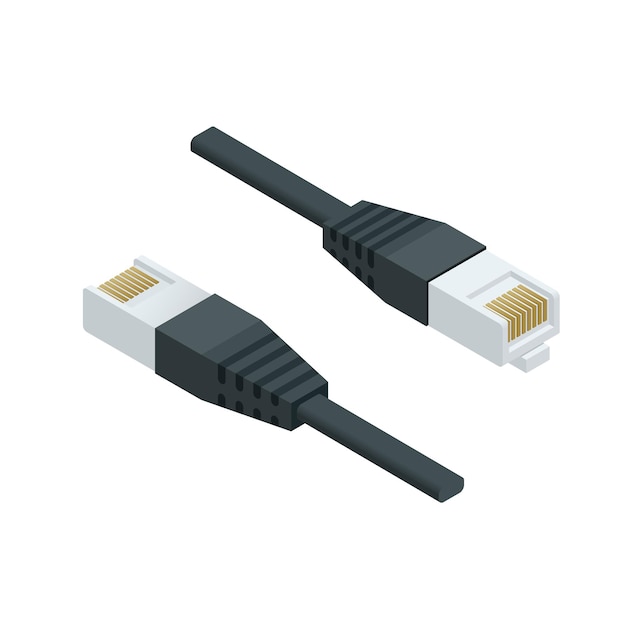 Vector isometric lan cable network internet icon vector. flat illustration data cable