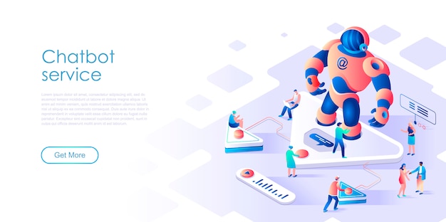 Vector isometric landing page chatbot or artificial intelligence flat concept