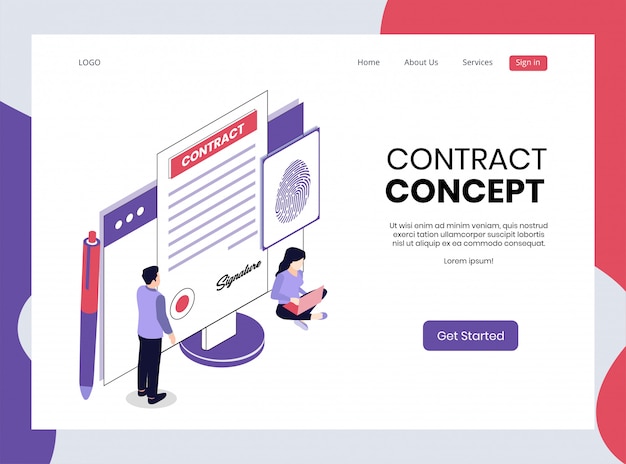 Isometric landing page of contract