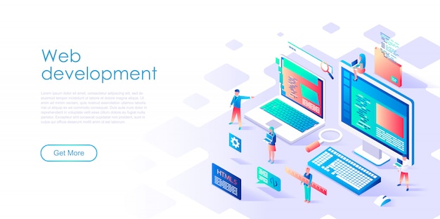 Isometric landing page template Web Development