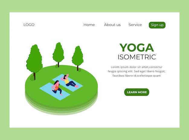 Isometric Landing Page of Yoga