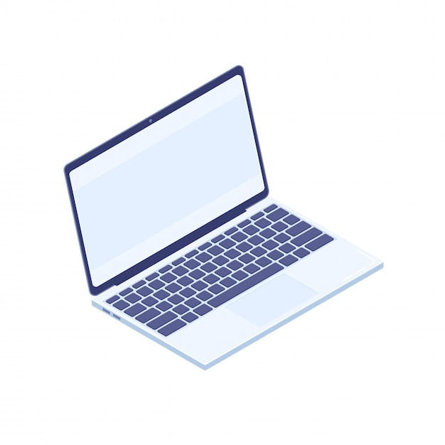 Isometric laptop isolated on white background.