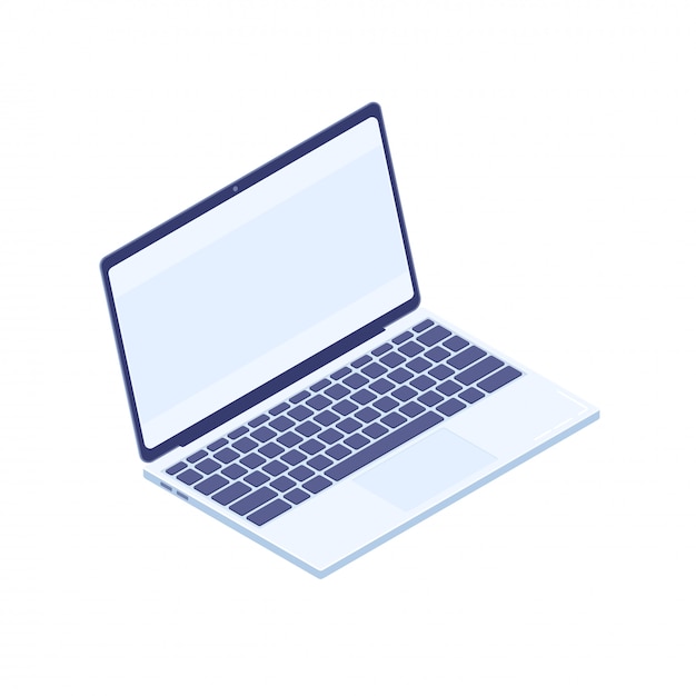 Vector isometric laptop isolated on white background.