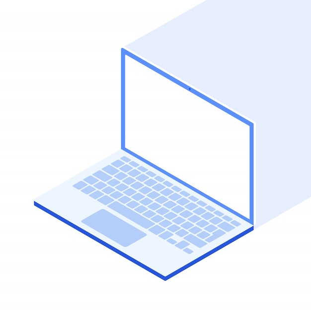 Isometric laptop isolated on a white