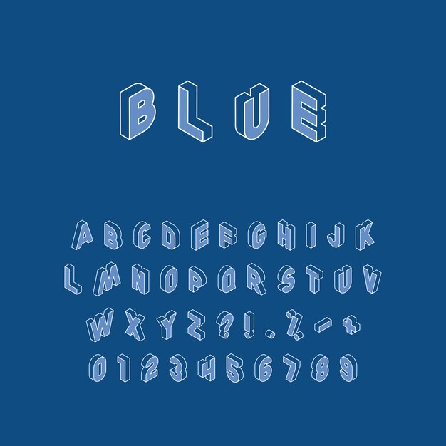Lettering 3d Isometrico Carattere Lettere Prospettiva Numero Cubo E Modello Di Isometria Lettera Dell Alfabeto Vettore Premium