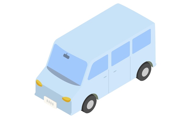 Isometric light blue passenger car