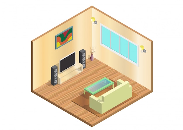 Vector isometric living room icon.