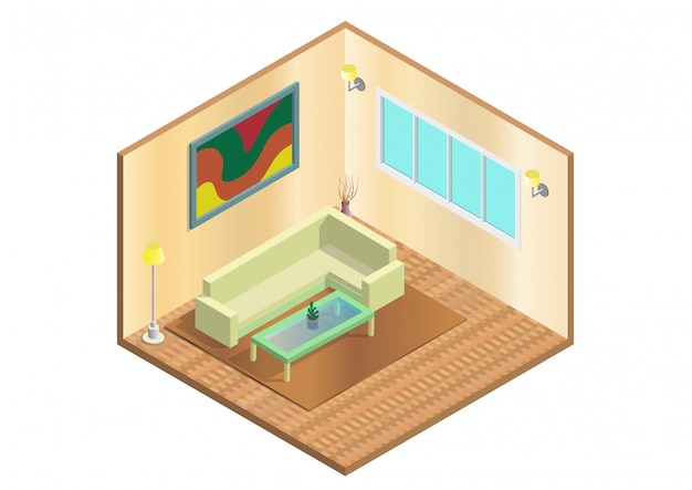 isometric living room icon.