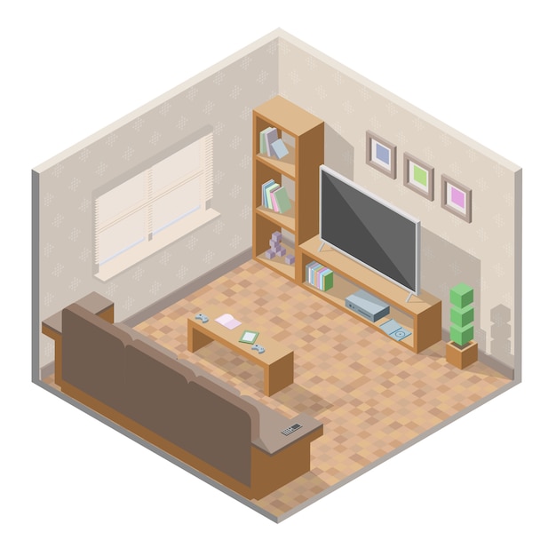 Vector isometric living room