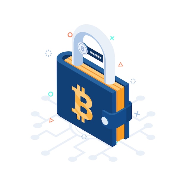 Isometric locked bitcoin wallet