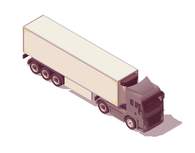 Vector isometric logistic semi truck truck with refrigerator semi trailer vector illustration