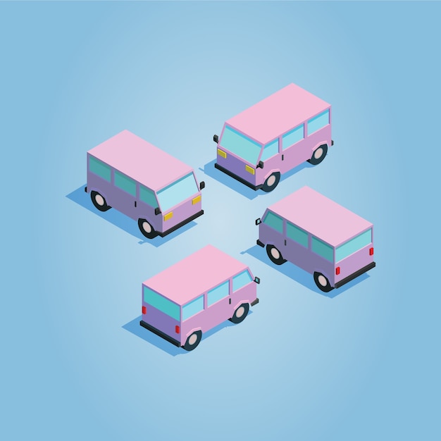 Vector isometric low-poly van