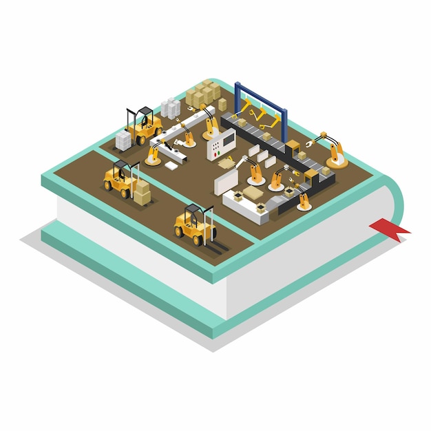 ISOMETRIC MACHINE FACTORY 3D VECTOR