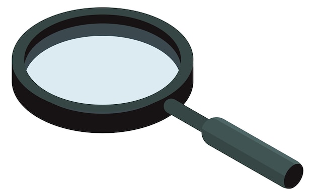 Isometric magnifying glass icon research and focus symbol