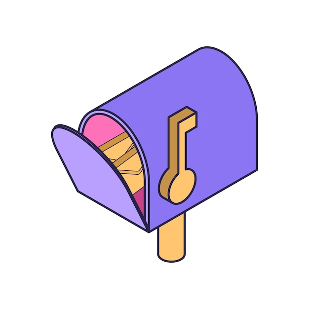 Изометрическая иконка почты с трехмерным почтовым ящиком