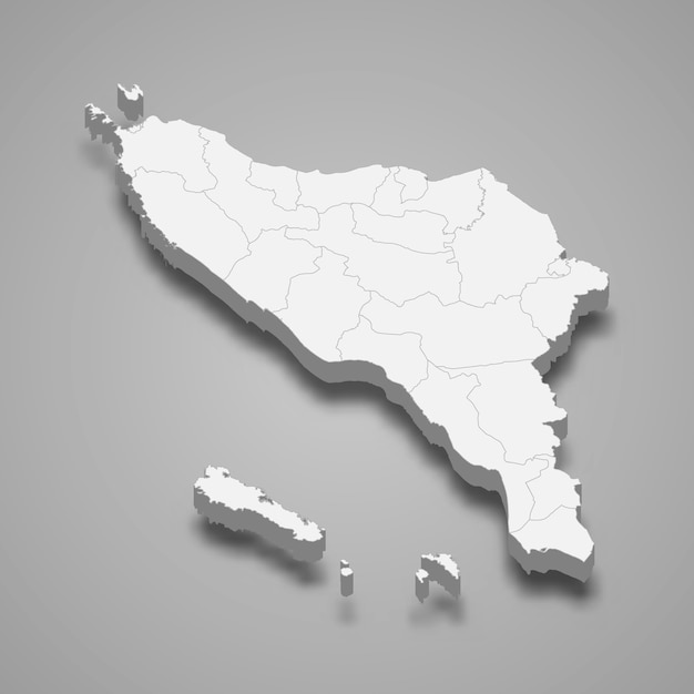 Isometric map of aceh is a province of indonesia