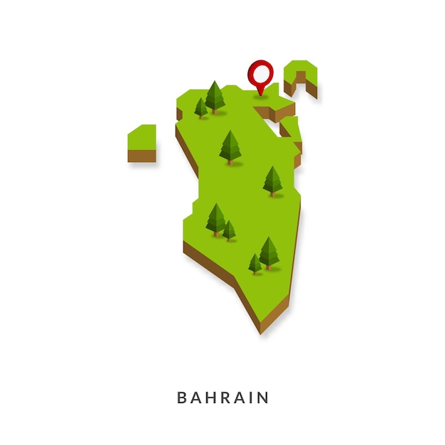 Isometric Map of Bahrain Simple 3D Map Vector Illustration