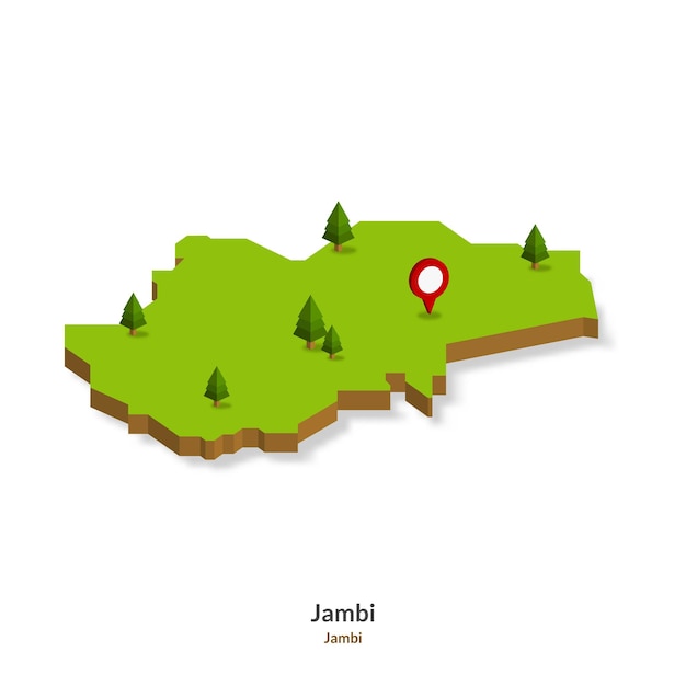 Isometric Map of Jambi Province Indonesia Simple 3D Map Vector Illustration