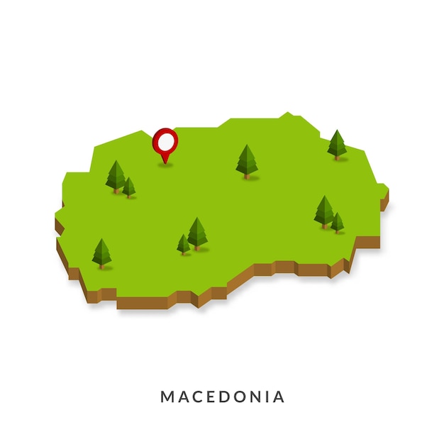 Isometric Map of Macedonia Simple 3D Map Vector Illustration