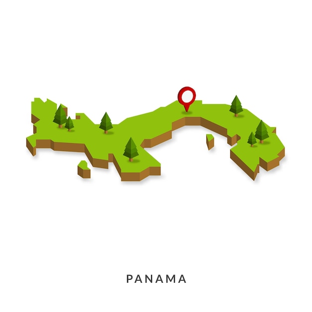 Isometric Map of Panama Simple 3D Map Vector Illustration