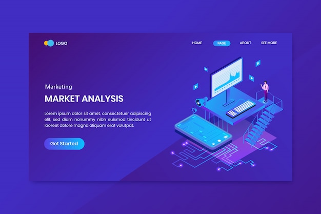 Isometric Marketing Analysis Concept Landing Page